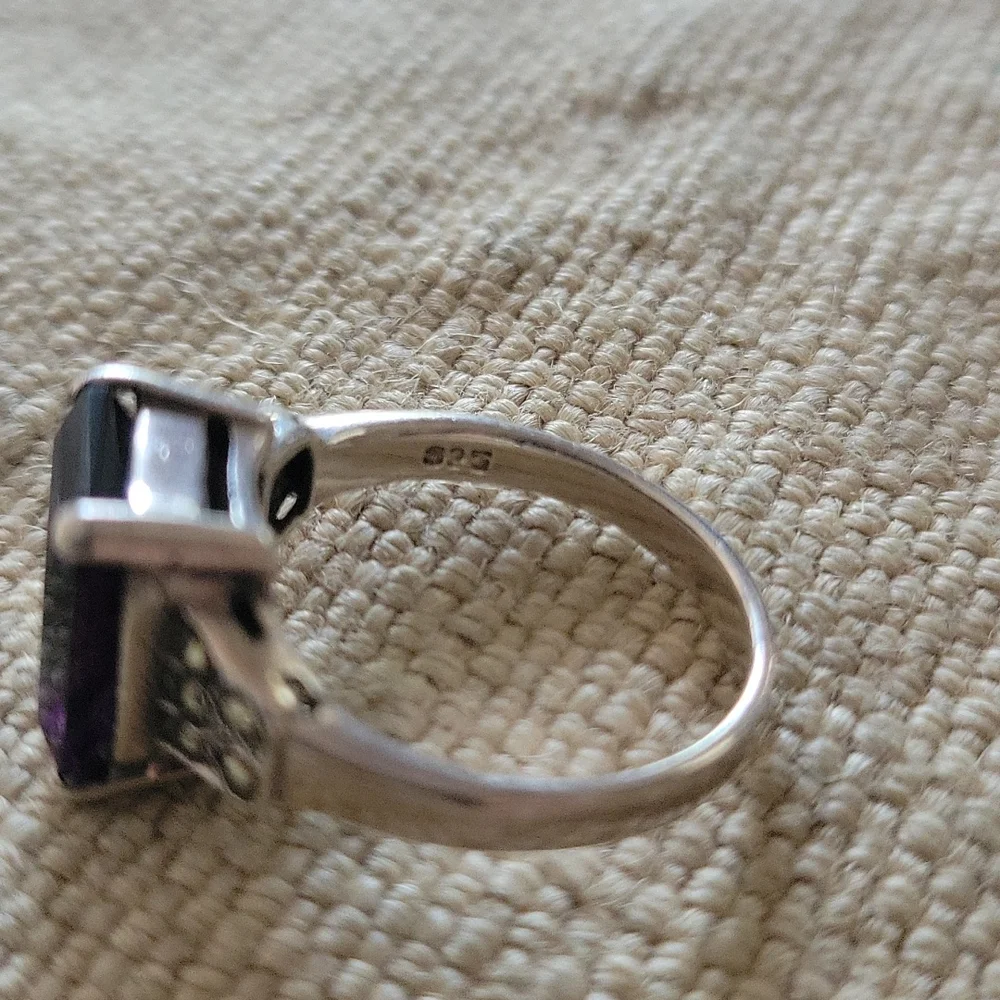 Amethyst Marcasite Sterling Ring - Picture 8 of 13